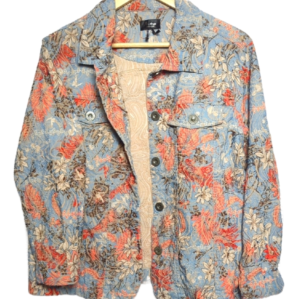 Denim Jean Jacket W/ Floral And Embroidered Accents Spring Jacket Easter Jacket